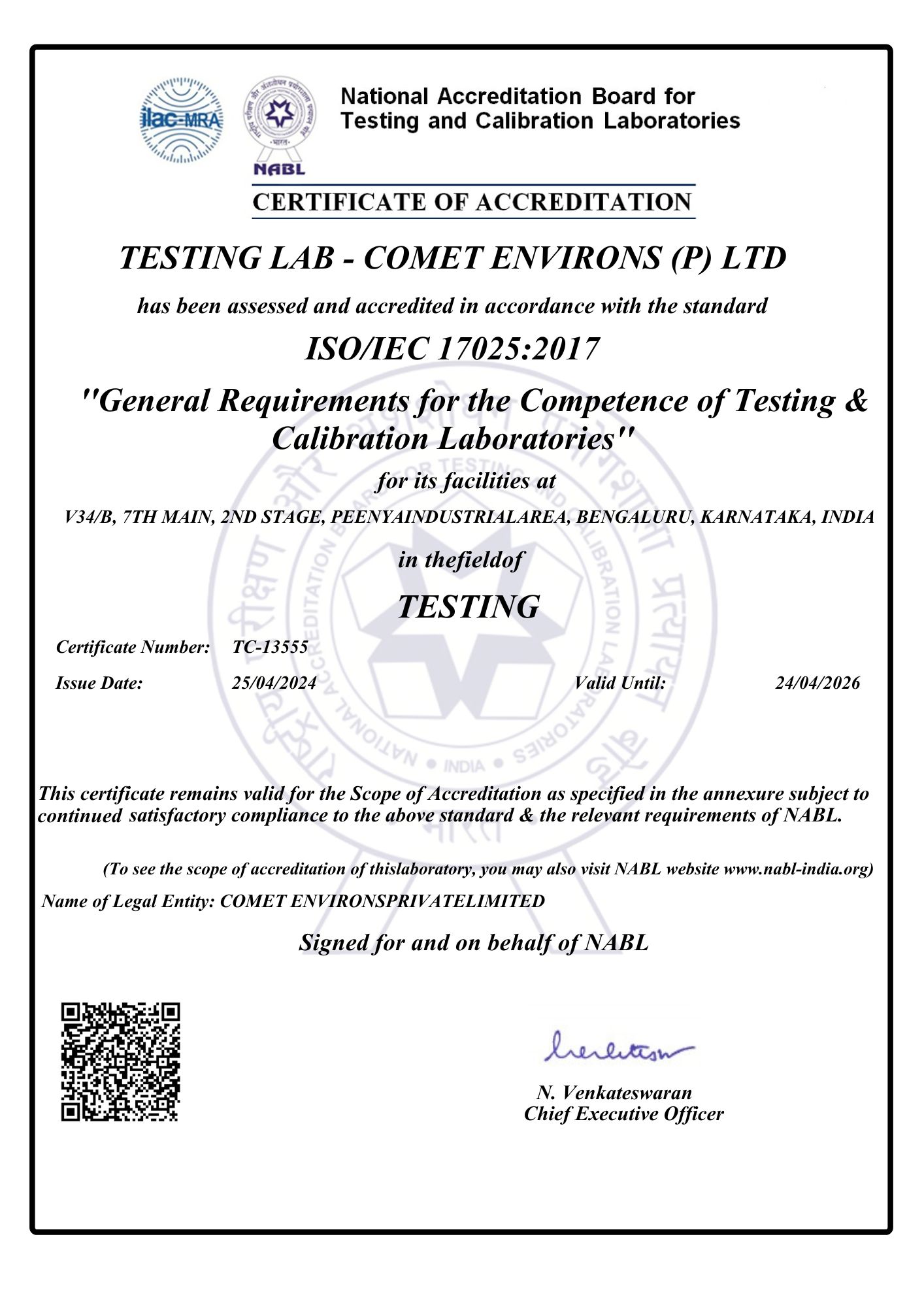 NABL cerificates